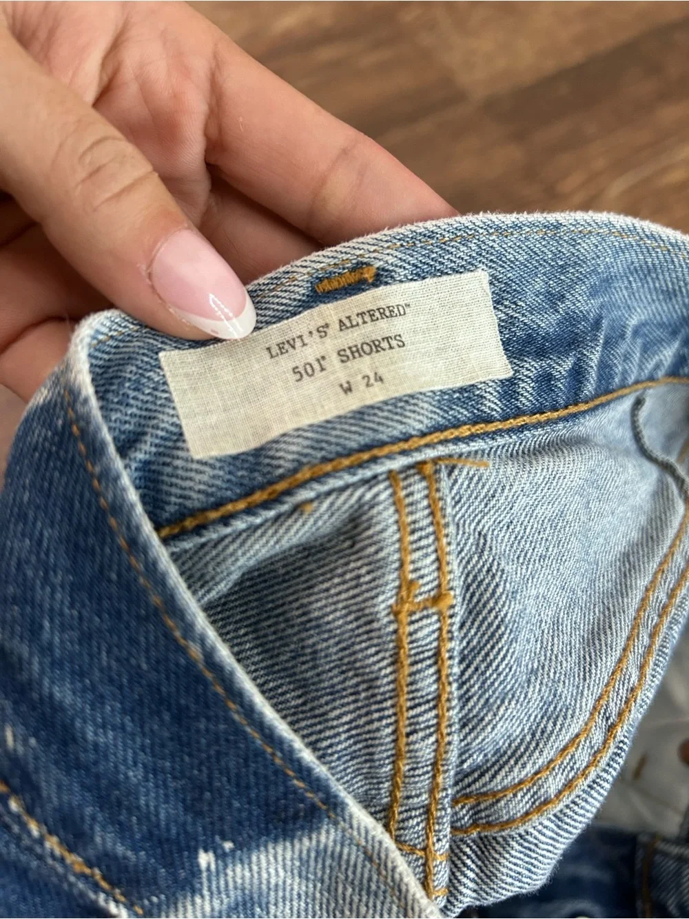 Levi's Light Blue Distressed Denim Shorties with Zipper Accents
